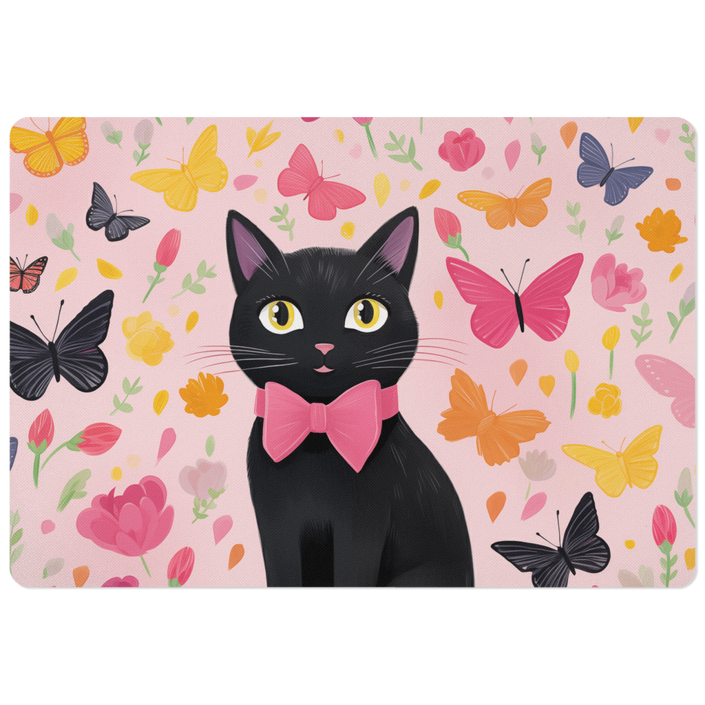 Pet Placemats - Black Cat And Butterflies
